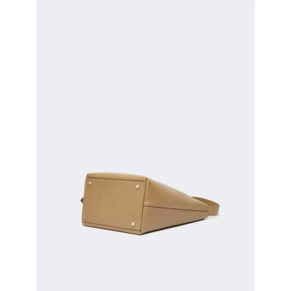 Max Mara Archetipo Medium Leather Bucket Bag in Mud | Totes & Top-Handle Bags | Coveti