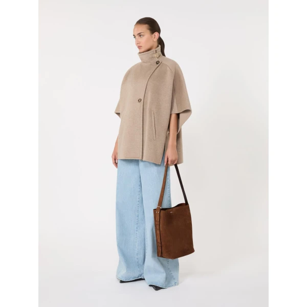 Max Mara Archetipo Small Split Leather Bag in Dark Brown | Totes & Top-Handle Bags | Coveti