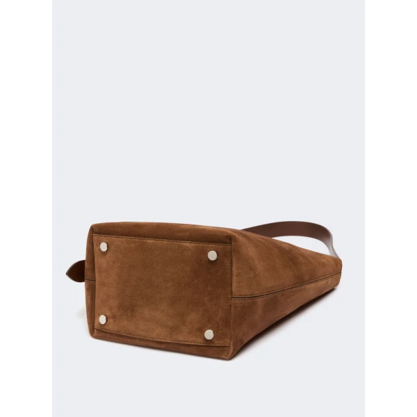 Max Mara Archetipo Small Split Leather Bag in Dark Brown | Totes & Top-Handle Bags | Coveti