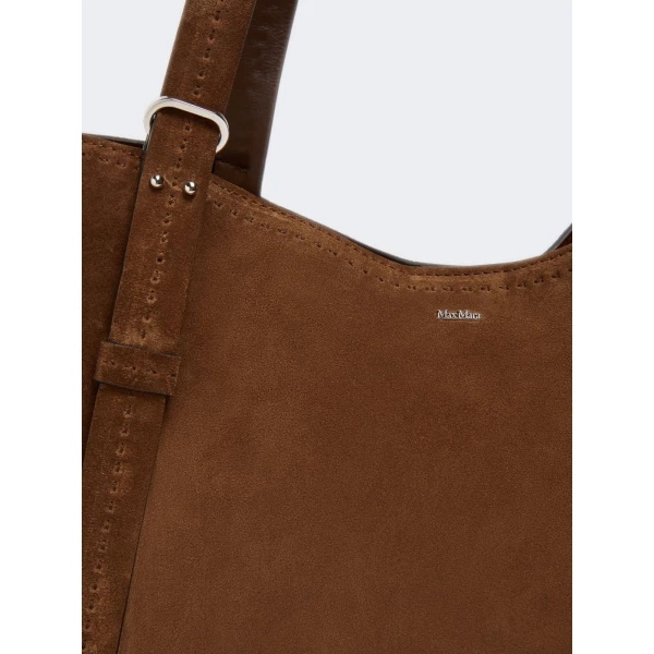 Max Mara Archetipo Split Leather Handbag in Dark Brown | Totes & Top-Handle Bags | Coveti