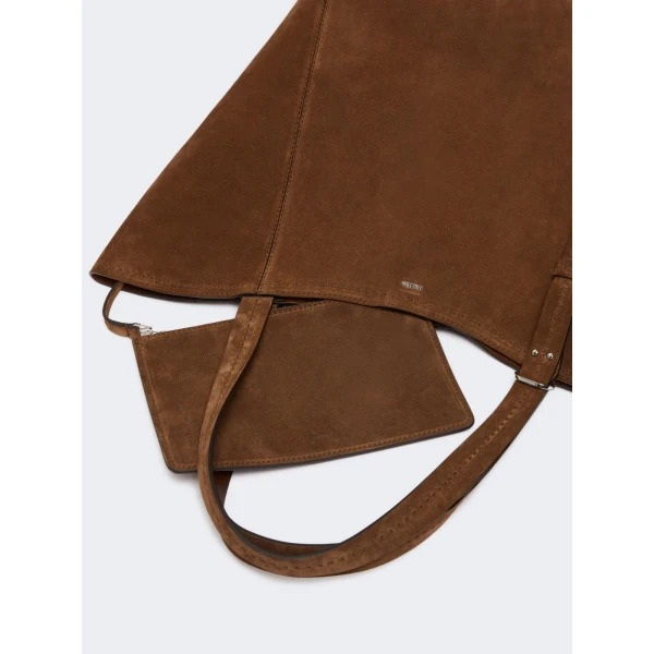 Max Mara Archetipo Split Leather Handbag in Dark Brown | Totes & Top-Handle Bags | Coveti
