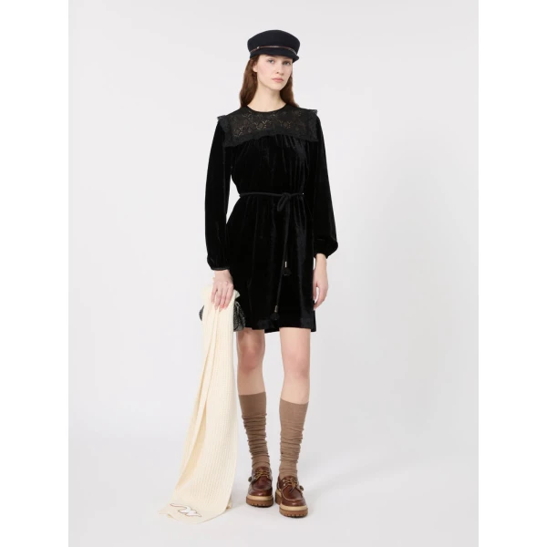 Max Mara Arco Velvet Mini Dress in Black | Mini Dresses | Coveti