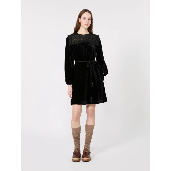 Max Mara Arco Velvet Mini Dress in Black | Mini Dresses | Coveti