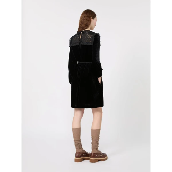 Max Mara Arco Velvet Mini Dress in Black | Mini Dresses | Coveti