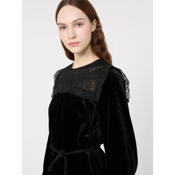 Max Mara Arco Velvet Mini Dress in Black | Mini Dresses | Coveti