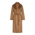 Max Mara Ardea Long Cashmere Robe Coat in Tobacco | Wool Coat | Coveti