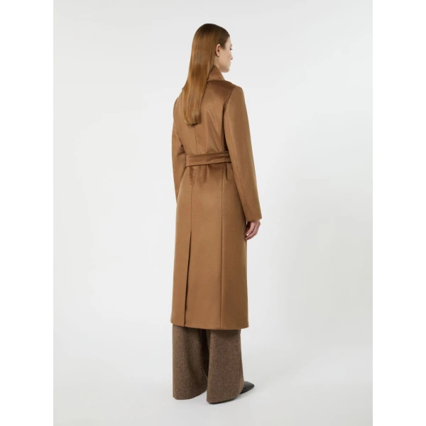 Max Mara Ardea Long Cashmere Robe Coat in Tobacco | Wool Coat | Coveti