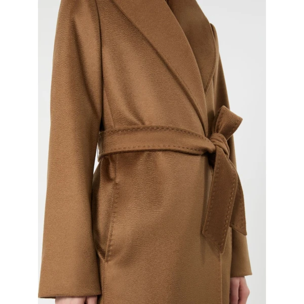 Max Mara Ardea Long Cashmere Robe Coat in Tobacco | Wool Coat | Coveti