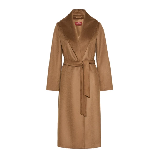 Max Mara Ardea Long Cashmere Robe Coat in Tobacco | Wool Coat | Coveti