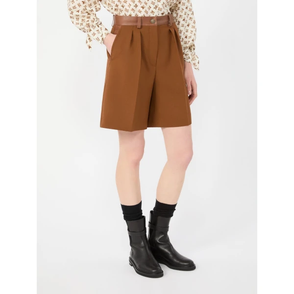 Max Mara Argento Woollen Cloth Bermuda Shorts in Tobacco | Shorts | Coveti