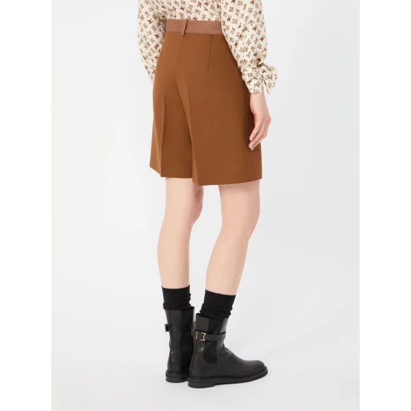 Max Mara Argento Woollen Cloth Bermuda Shorts in Tobacco | Shorts | Coveti