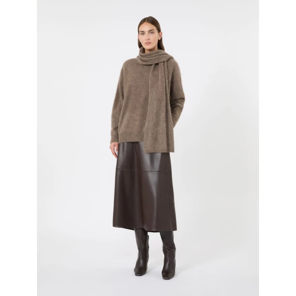 Max Mara Aria Yak Wool Sweater with Scarf in Beige | Sweaters | Coveti