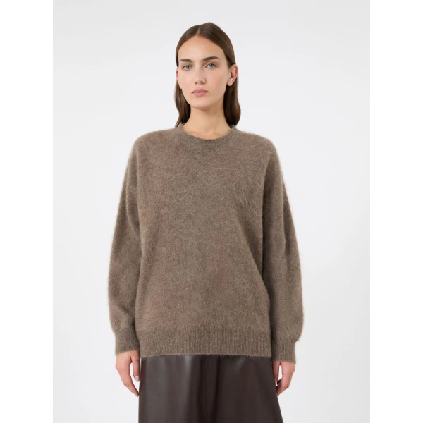 Max Mara Aria Yak Wool Sweater with Scarf in Beige | Sweaters | Coveti