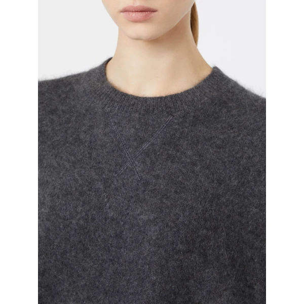 Max Mara Aria Yak Wool Sweater with Scarf in Medium Grey | Sweaters | Coveti