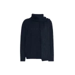 Max Mara Aria Yak Wool Sweater with Scarf in Navy | Sweaters | Coveti