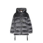 Max Mara Ariete Roomy Hooded Water-Repellent Puffer Jacket in Medium Grey | Jackets | Coveti