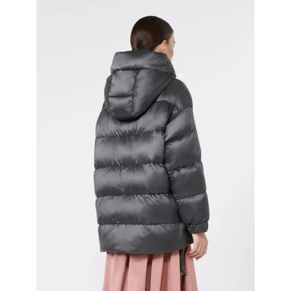 Max Mara Ariete Roomy Hooded Water-Repellent Puffer Jacket in Medium Grey | Jackets | Coveti