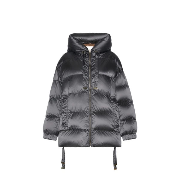 Max Mara Ariete Roomy Hooded Water-Repellent Puffer Jacket in Medium Grey | Jackets | Coveti