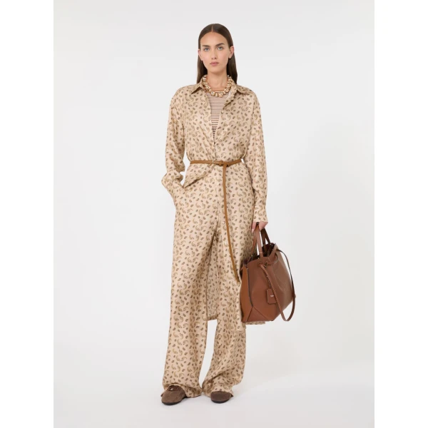 Max Mara Aris Silk Shirt Dress in Beige | Shirtdress | Coveti