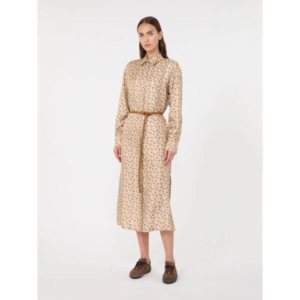 Max Mara Aris Silk Shirt Dress in Beige | Shirtdress | Coveti