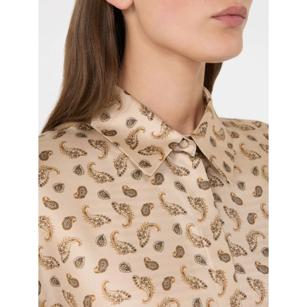 Max Mara Aris Silk Shirt Dress in Beige | Shirtdress | Coveti