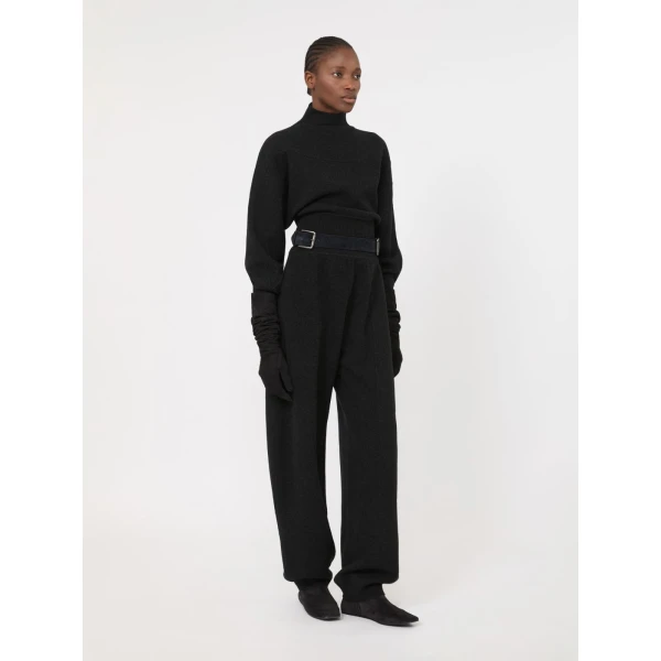 Max Mara Armony Cropped Wool and Cashmere Jersey Sweatshirt in Dark Grey | Sweaters | Coveti
