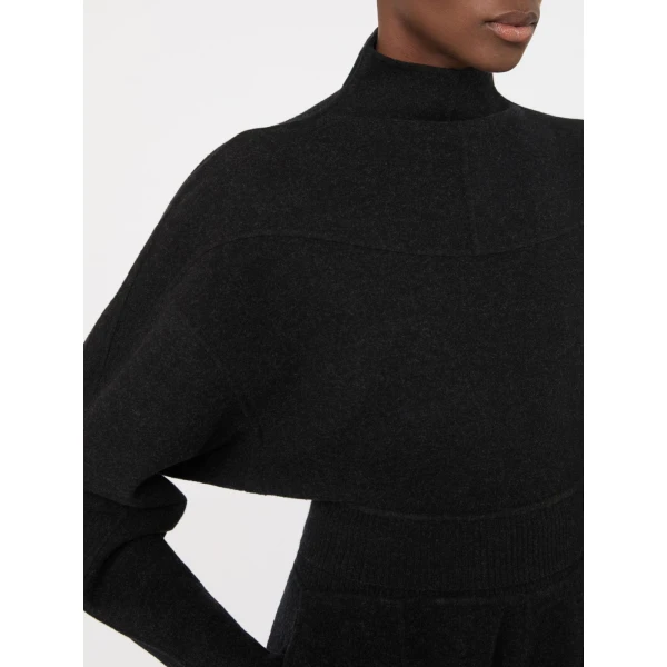 Max Mara Armony Cropped Wool and Cashmere Jersey Sweatshirt in Dark Grey | Sweaters | Coveti