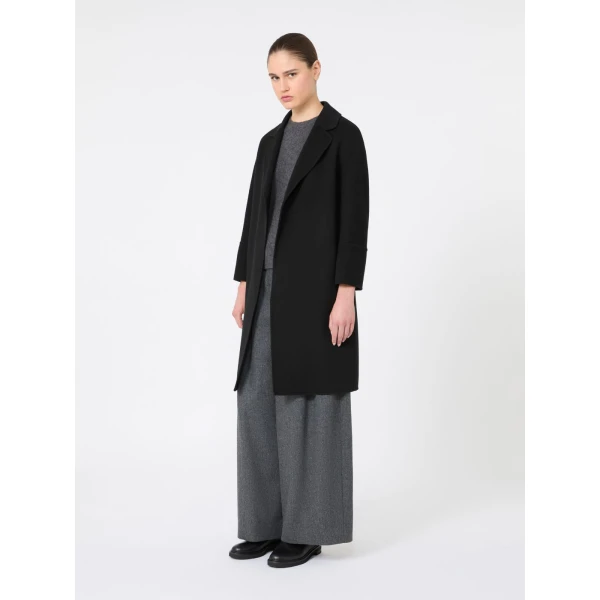 Max Mara Arona Short Double-Faced Wool Coat in Black | Wool Coat | Coveti