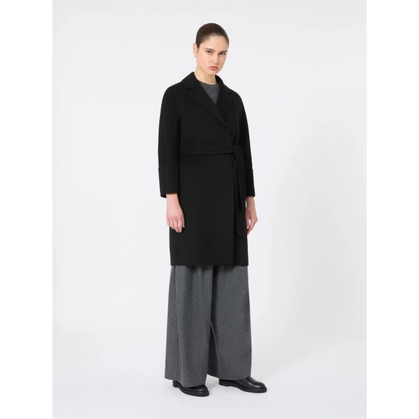 Max Mara Arona Short Double-Faced Wool Coat in Black | Wool Coat | Coveti
