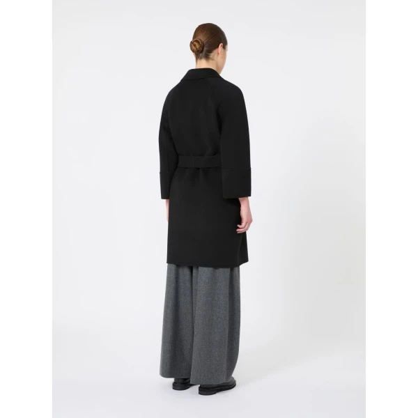 Max Mara Arona Short Double-Faced Wool Coat in Black | Wool Coat | Coveti