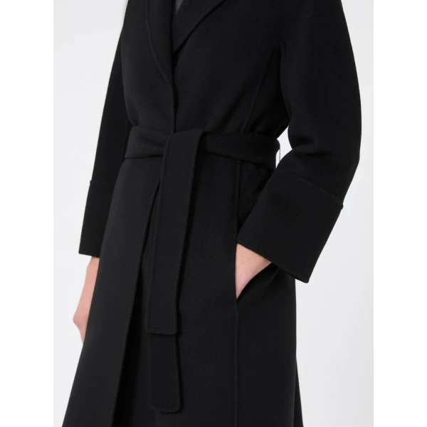 Max Mara Arona Short Double-Faced Wool Coat in Black | Wool Coat | Coveti