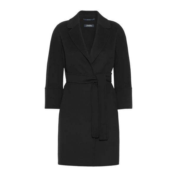 Max Mara Arona Short Double-Faced Wool Coat in Black | Wool Coat | Coveti