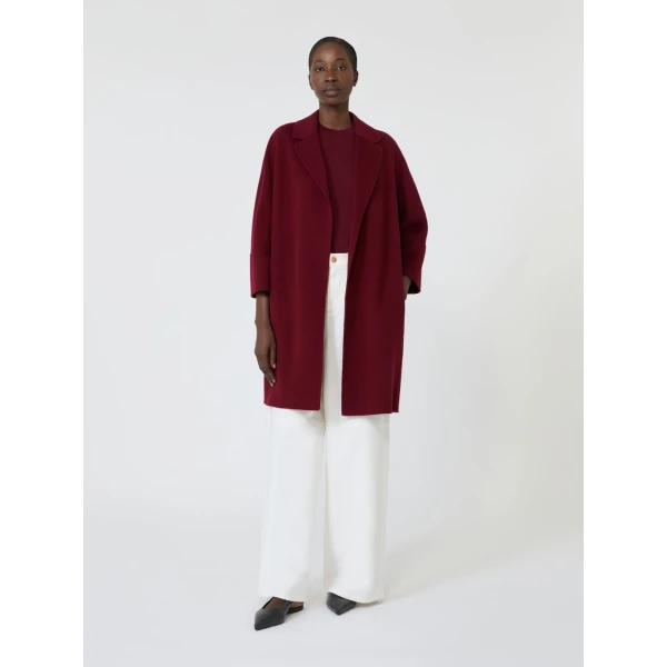 Max Mara Arona Short Double-Faced Wool Coat in Bordeaux | Wool Coat | Coveti