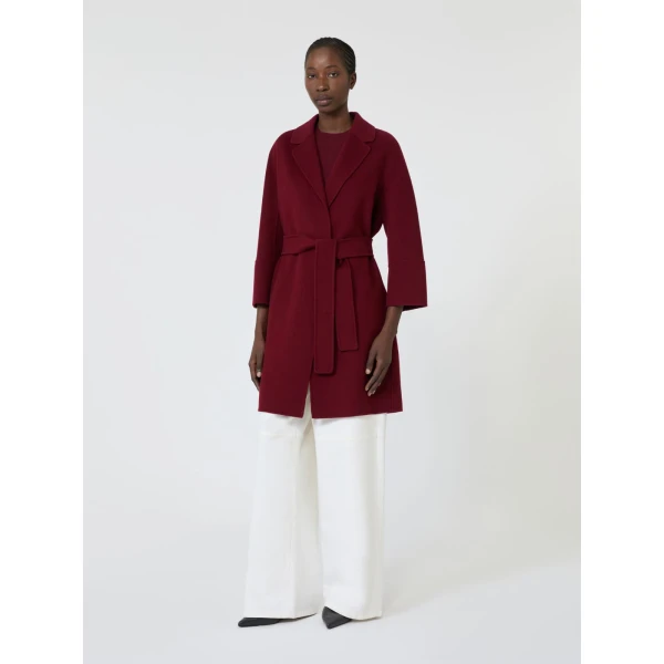 Max Mara Arona Short Double-Faced Wool Coat in Bordeaux | Wool Coat | Coveti