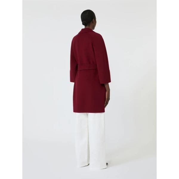 Max Mara Arona Short Double-Faced Wool Coat in Bordeaux | Wool Coat | Coveti