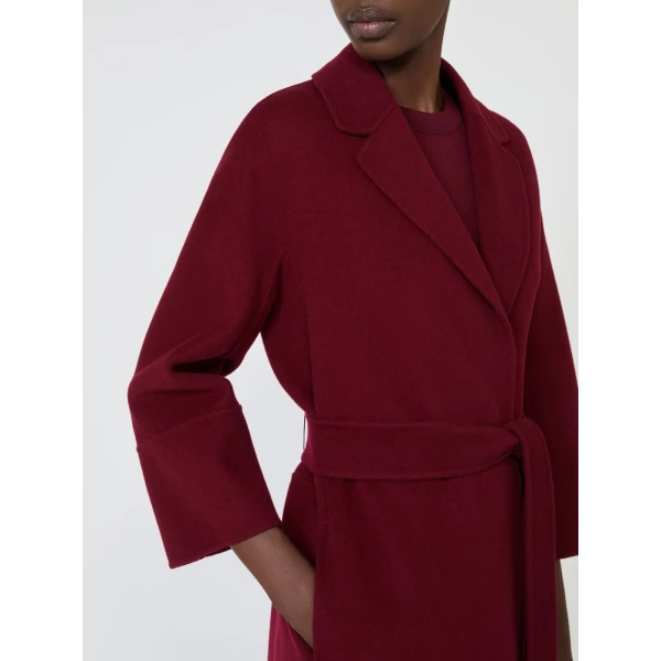 Max Mara Arona Short Double-Faced Wool Coat in Bordeaux | Wool Coat | Coveti