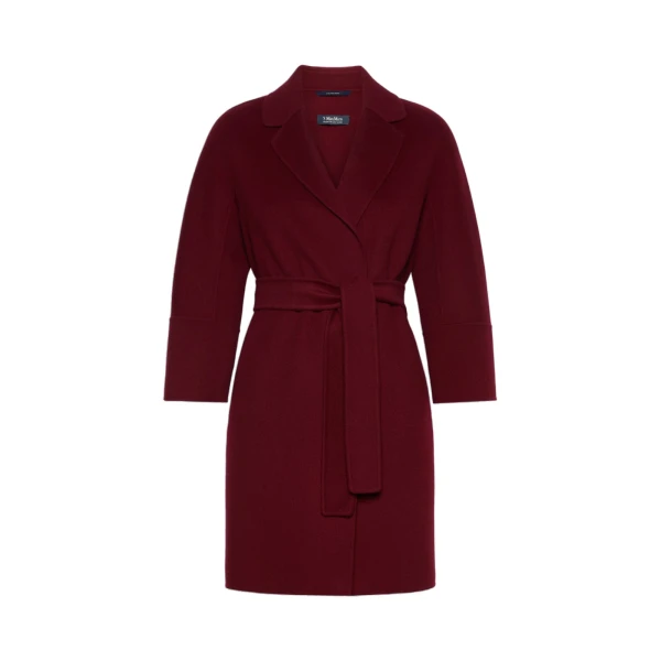Max Mara Arona Short Double-Faced Wool Coat in Bordeaux | Wool Coat | Coveti