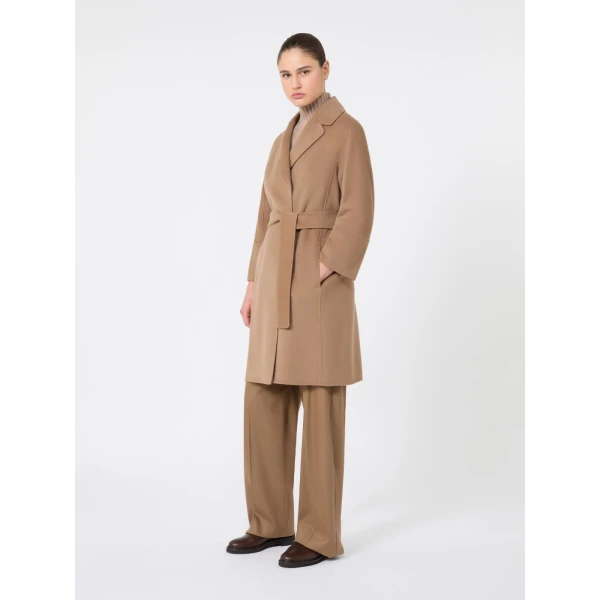 Max Mara Arona Short Double-Faced Wool Coat in Camel | Wool Coat | Coveti