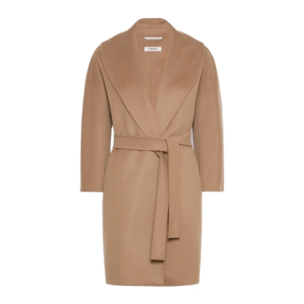 Max Mara Arona Short Double-Faced Wool Coat in Camel | Wool Coat | Coveti