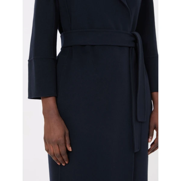 Max Mara Arona Short Double-Faced Wool Coat in Midnight Blue | Wool Coat | Coveti