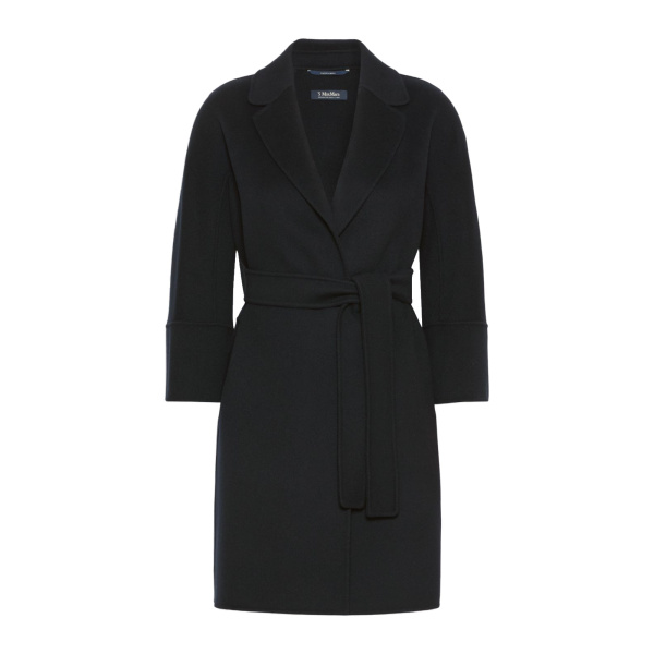 Max Mara Arona Short Double-Faced Wool Coat in Midnight Blue | Wool Coat | Coveti