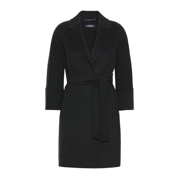 Max Mara Arona Short Double-Faced Wool Coat in Midnight Blue | Wool Coat | Coveti
