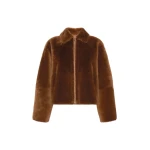 Max Mara Assenso Sheepskin Boxy Jacket in Tobacco | Shearling Jackets | Coveti
