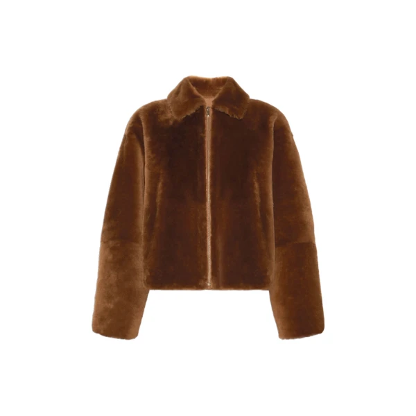 Assenso Sheepskin Boxy Jacket in Tobacco