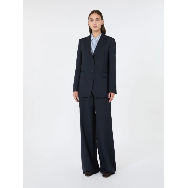 Max Mara Assenzi Single-Breasted Woollen Cloth Jacket in Navy | Blazers | Coveti