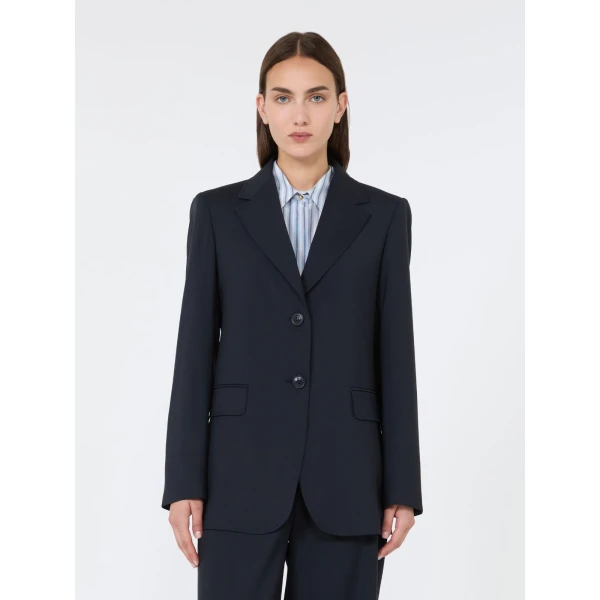 Max Mara Assenzi Single-Breasted Woollen Cloth Jacket in Navy | Blazers | Coveti