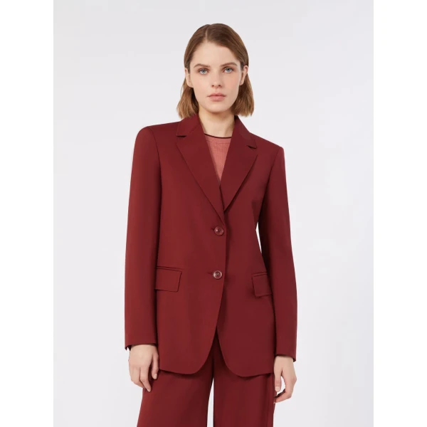 Max Mara Assenzi Single-Breasted Woollen Cloth Jacket in Ruby | Blazers | Coveti