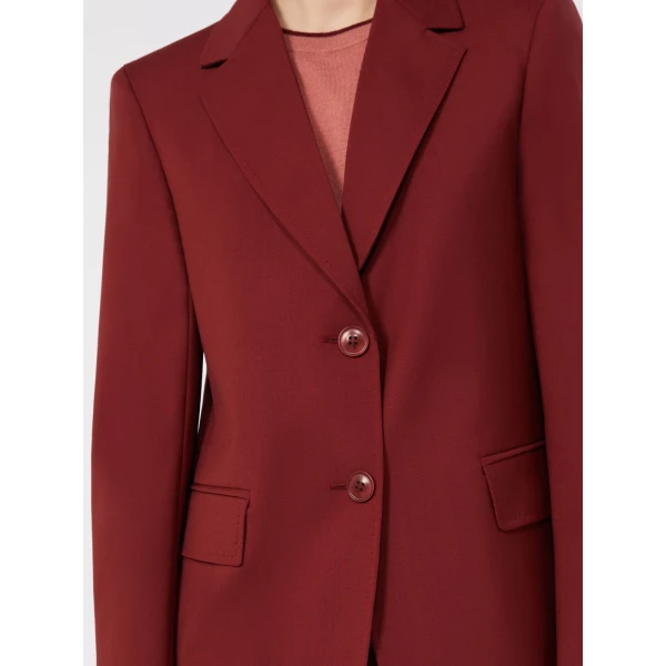 Max Mara Assenzi Single-Breasted Woollen Cloth Jacket in Ruby | Blazers | Coveti