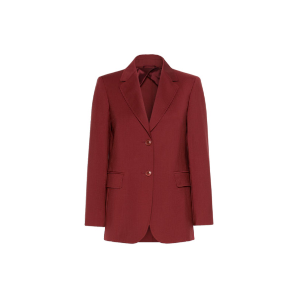 Max Mara Assenzi Single-Breasted Woollen Cloth Jacket in Ruby | Blazers | Coveti