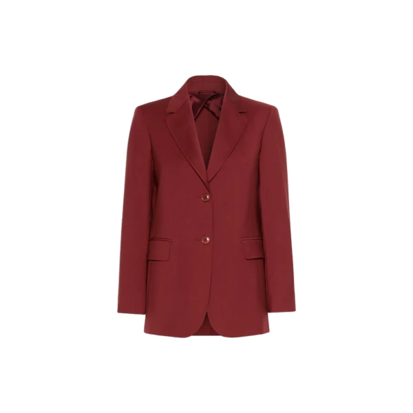 Max Mara Assenzi Single-Breasted Woollen Cloth Jacket in Ruby | Blazers | Coveti